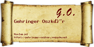 Gehringer Oszkár névjegykártya